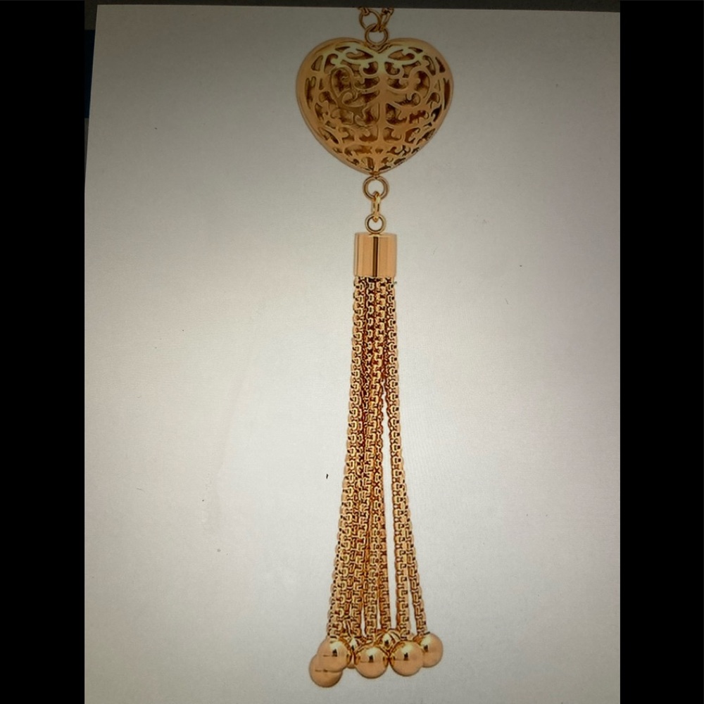 18k Gold-Plated Tassel Heart Pendant Necklace